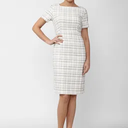 Van Heusen Woman White & Grey Checked Sheath Dress-image-47