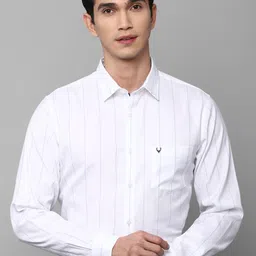 Allen Solly Men White Slim Fit Striped Pure Cotton Formal Shirt-image-47