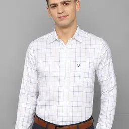 Allen Solly Men White Slim Fit Windowpane Checked Cotton Formal Shirt-picture-47