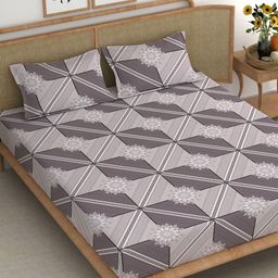 CHHAVI INDIA Purple Ethnic Motifs Microfiber 210 TC King Bedsheet with 2 Pillow Covers-picture-15