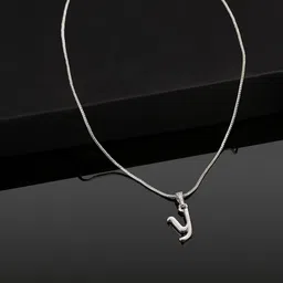 Estele Rhodium-Plated Initial Y Pendant With Chain-image-50