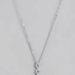 Carlton London Women Rhodium-Plated CZ-Studded Pendant with Chain image 2