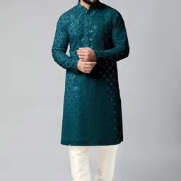 TheEthnic.Co Embroidered Regular Mirror Work Kurta with Churidar-image-27