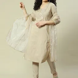 Rangriti Striped Thread Work Kurta with Palazzos & With Dupatta-picture-21
