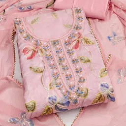 KALINI Printed Embroidered Organza Unstitched Dress Material-picture-30