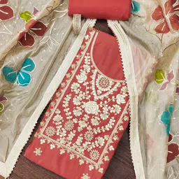 KALINI Floral Embroidered Pure Silk Unstitched Dress Material-picture-29