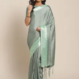 Saree mall Green Geometric Self Design Saree-image-90