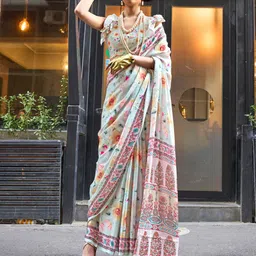 Mitera Ethnic Motifs Printed Satin Bagru Saree-picture-24