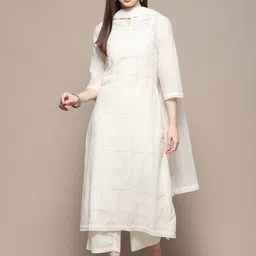 Biba Ethnic Motifs Embroidered Straight Pure Cotton Kurta with Palazzos & Dupatta-picture-37