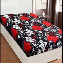 Supreme Home Collective Black & White Floral Printed 144 TC Single Bedsheet-image-69