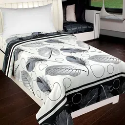 Supreme Home Collective White & Black Floral Printed 144 TC Single Bedsheet-image-99