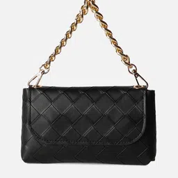 HAUTE SAUCE by Campus Sutra Black PU Structured Shoulder Bag with Quilted-picture-15