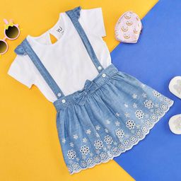YU by Pantaloons Girls Blue & White T-shirt with Skirt-picture-10