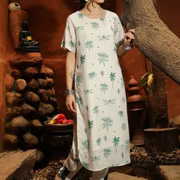 QISSA Women Ethnic Motifs Printed Regular Pure Cotton Kurta with Trousers-picture-30