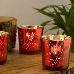 Homesake Set of 6 Red Glass Candle Holder with Candle-image-79