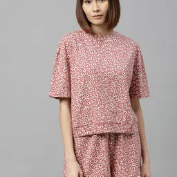 Chemistry Women Pink & White Floral Printed Night Suit-image-3