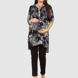 Mom For Sure by Ketki Dalal Abstract Printed Maternity A-Line Kurtas-picture-38