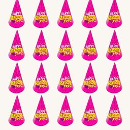 Special You Pink & Yellow 20 Pieces Printed Birthday Caps-picture-48