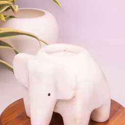 Chokhat White Marble Hathi Candle Holder-picture-10