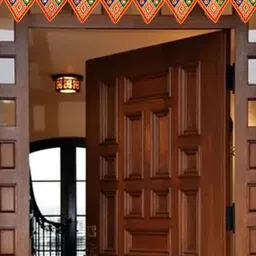 Ascension Orange-Coloured & Green Embroidered Bandarwal Toran-image-63