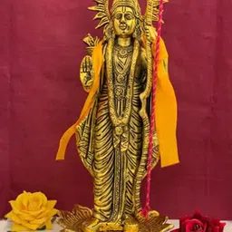 PujaNPujari Gold Toned Lord Rama God Medium Idol Showpiece-image-2