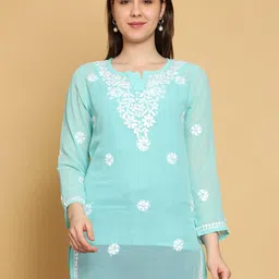ADA Floral Embroidered Chikankari  Kurti-picture-16