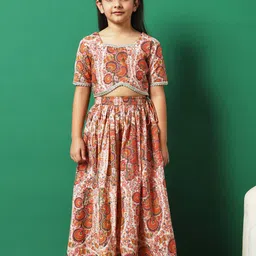 Readiprint Fashions Girls Printed Gotta Patti Detailed Cotton Ready to Wear Lehenga Choli-image-69