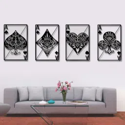 BLACK Vintage Metal Ace Wall Hanging Art Decor Set of 4 By VINOXO-image-27