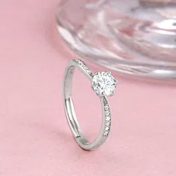 GIVA 925 Sterling Silver Rhodium Plated Stone Studded Finger Ring image 1