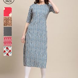 7Threads Women Multicoloured Pack of 6 Digital Printed Straight Kurta-picture-43