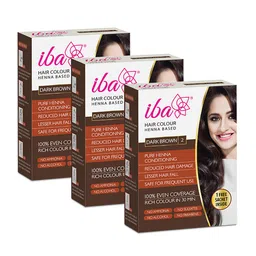 Iba Hair Colour Set of 3 100% Pure Henna Based Powder Sachet - Dark Brown, 70g-picture-39