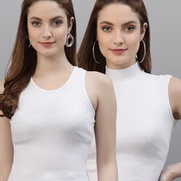 Friskers Pack of 2 White Solid Crop Top image 1