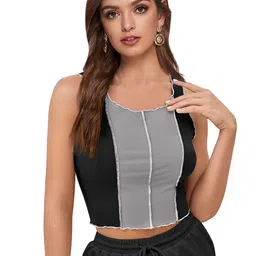 Sanwariya Silk Colourblocked Sleeveless Crop Top-picture-43