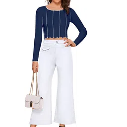 Sanwariya Silk Vertical Stripes Round Neck Crop Top-picture-29