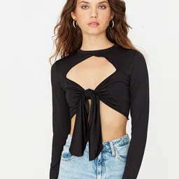 Trendyol Women Black Long Sleeves Crop Top-picture-22