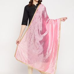 Clora Creation Pink & Gold-Toned Embroidered Dupatta with Gotta Patti-picture-21
