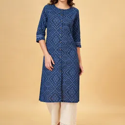 RANGMANCH BY PANTALOONS Geometric Printed Round Neck A-Line Kurta-picture-36
