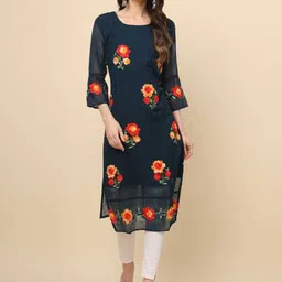 VAIRAGEE Floral Embroidered Round Neck Kurta-picture-18