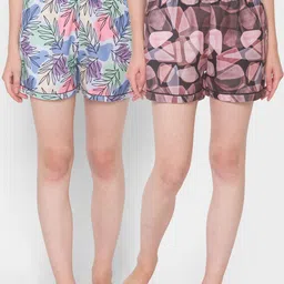 FashionRack Women Pack of 2 Black & Pink Printed Lounge Shorts-picture-20