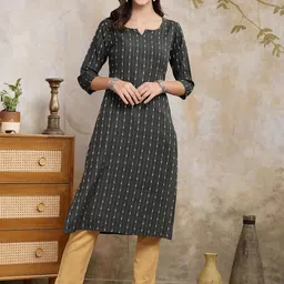 Stylum Notch Neck Ethnic Motifs Printed Straight Kurta-picture-31