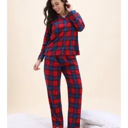 Zivame Red Checks Regular Shirt and Pyjama-image-29