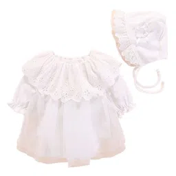 StyleCast Infants Girls Pink Self Design Cotton Bodysuit with Cap image 1