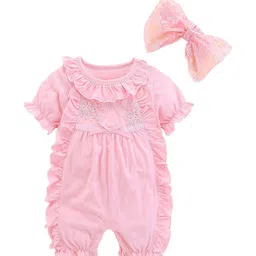 StyleCast Infants Girls Pink Self Design Cotton Rompers-picture-19