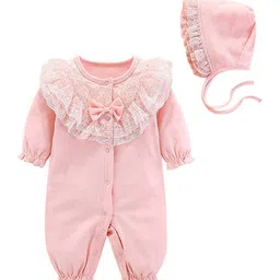 StyleCast Pink Girls Self-Design Cotton Rompers-image-77