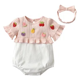 StyleCast Infants Girls Pink & White Self-Design Cotton Bodysuit-picture-12