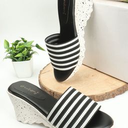 DressBerry Striped Open Toe Wedge Heels-picture-45