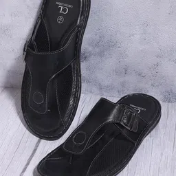 Carlton London Men Black Solid Comfort Sandals-picture-20