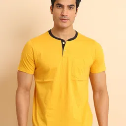 berry blues Henley Neck Short Sleeves Cotton T-Shirt-picture-14