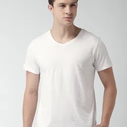 Mast & Harbour Men White Solid V-Neck T-shirt-picture-23