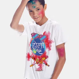 BONKIDS Boys White & Pink Typography Printed Cotton T-shirt-image-14